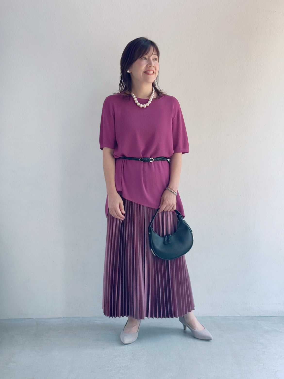 パープルで秋先取り♡大人フェミニンコーデ