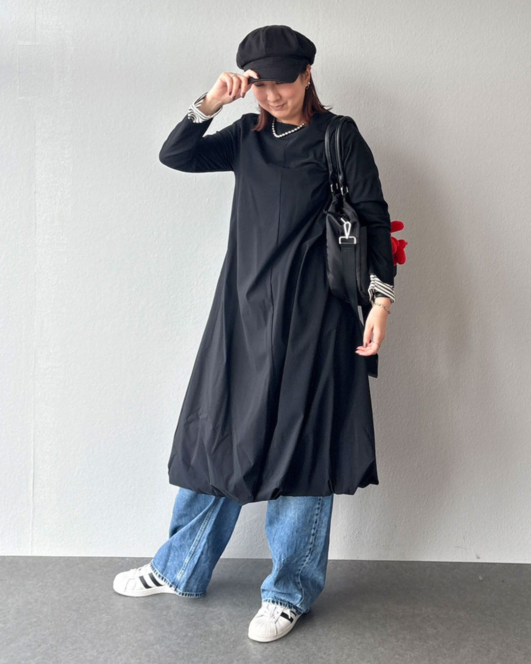 バルーン×デニムの甘辛ミックス