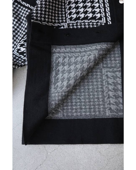 千鳥格子柄カーディガンとリブニットワンピースの2点セット