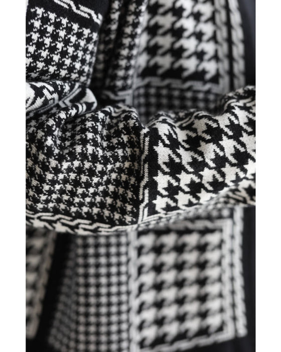 千鳥格子柄カーディガンとリブニットワンピースの2点セット