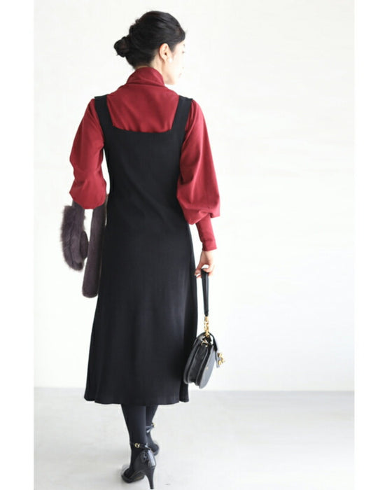 千鳥格子柄カーディガンとリブニットワンピースの2点セット