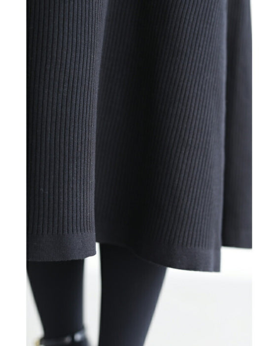 千鳥格子柄カーディガンとリブニットワンピースの2点セット