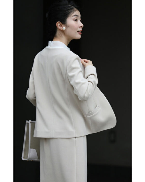 【コーデセット】セレモニーから普段まで 1日着ても疲れない 伸縮スーツ ジャケット スカート2点セット