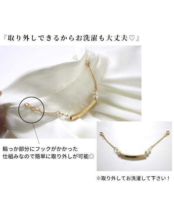 JKと合わせたいネックレス付き華やぎブラウス