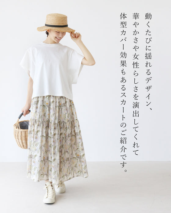 体型カバーも叶えるアンティーク花柄スカート