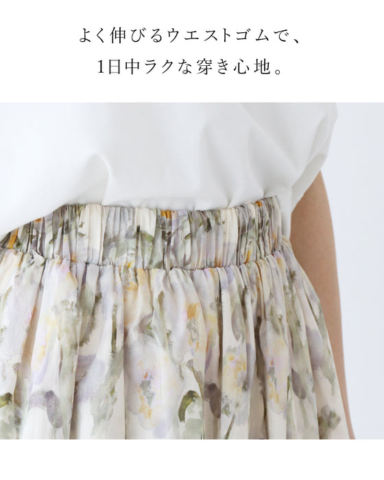 体型カバーも叶えるアンティーク花柄スカート