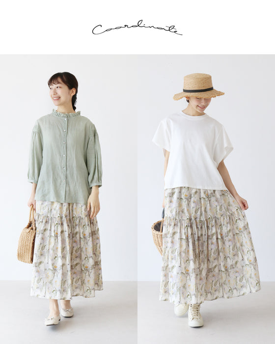 体型カバーも叶えるアンティーク花柄スカート