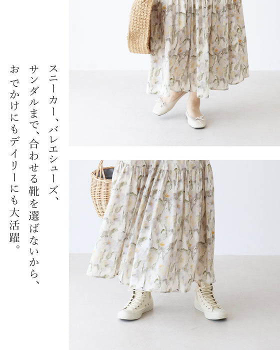 体型カバーも叶えるアンティーク花柄スカート
