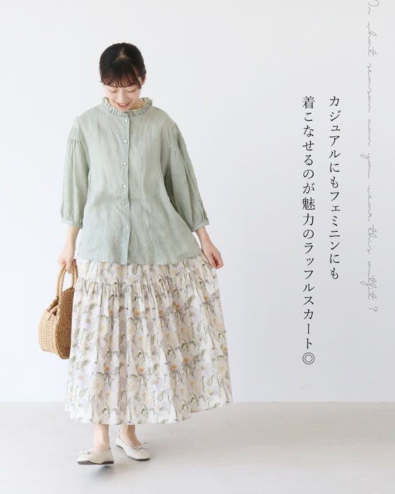 体型カバーも叶えるアンティーク花柄スカート