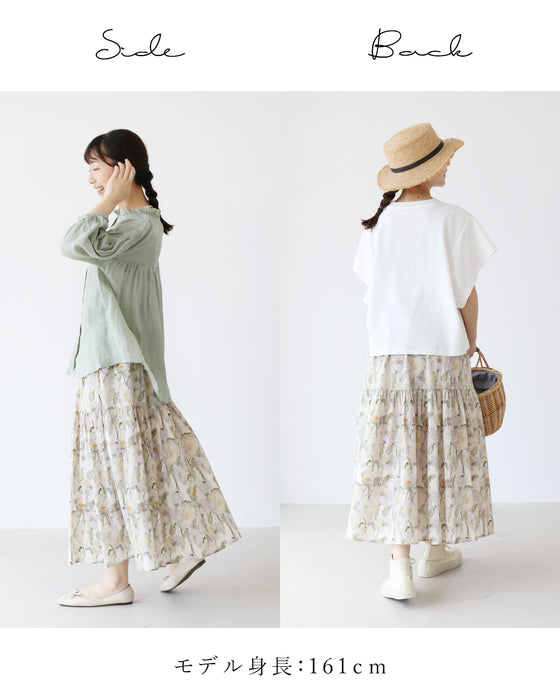 体型カバーも叶えるアンティーク花柄スカート