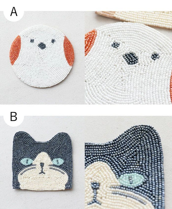 【ファッション雑貨・小物】〈全4種〉あいくるしい動物たちのビーズコースター