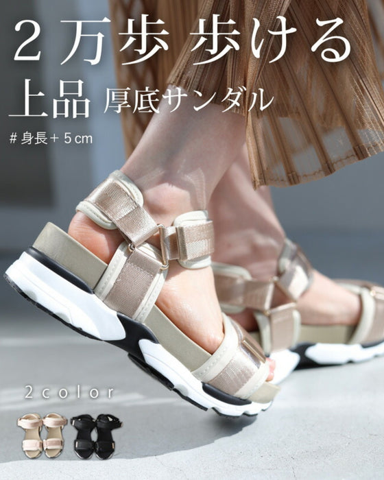 2万歩歩ける 上品厚底コンフォートサンダル(ブラック・ベージュ)