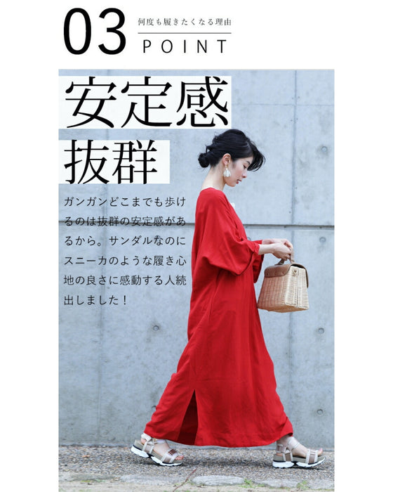 2万歩歩ける 上品厚底コンフォートサンダル(ブラック・ベージュ)