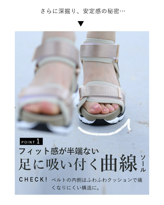 2万歩歩ける 上品厚底コンフォートサンダル(ブラック・ベージュ)