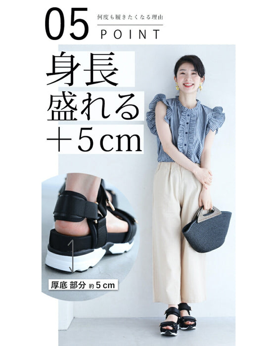 2万歩歩ける 上品厚底コンフォートサンダル(ブラック・ベージュ)