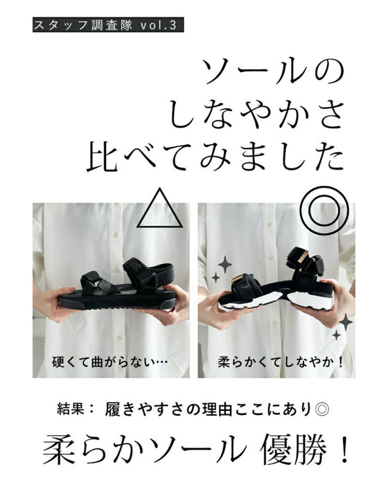 2万歩歩ける 上品厚底コンフォートサンダル(ブラック・ベージュ)