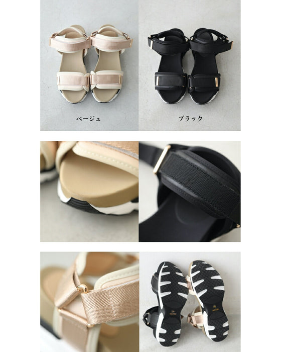 2万歩歩ける 上品厚底コンフォートサンダル(ブラック・ベージュ)
