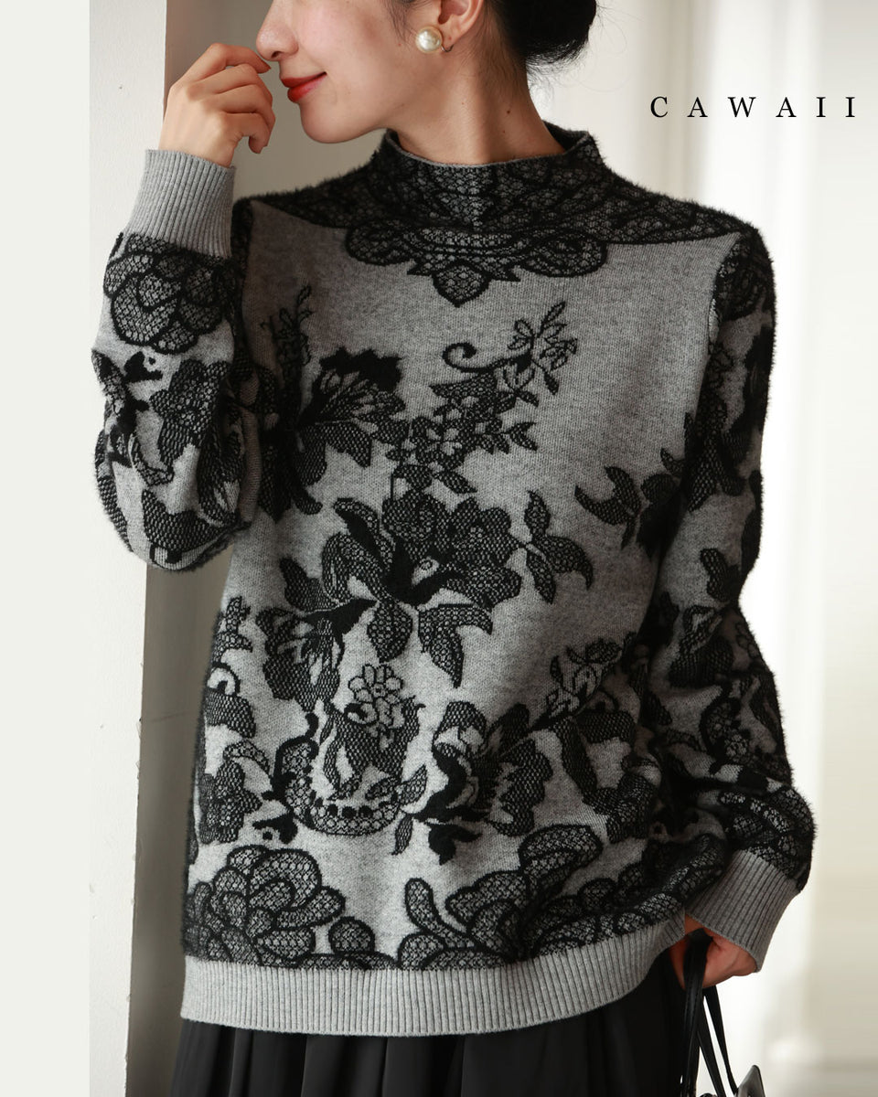 優美なレース柄ニットプルオーバートップス – ONE PEACE ONLINE