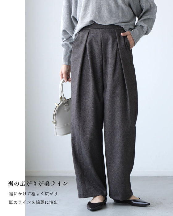 腰かくしタックパンツ 上質なのに洗える・日本製
