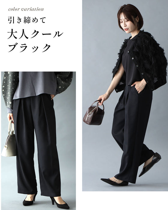 腰かくしタックパンツ 上質なのに洗える・日本製