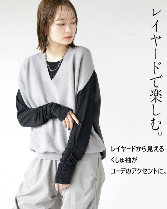 Versatile and versatile! Cuffed sleeve top
