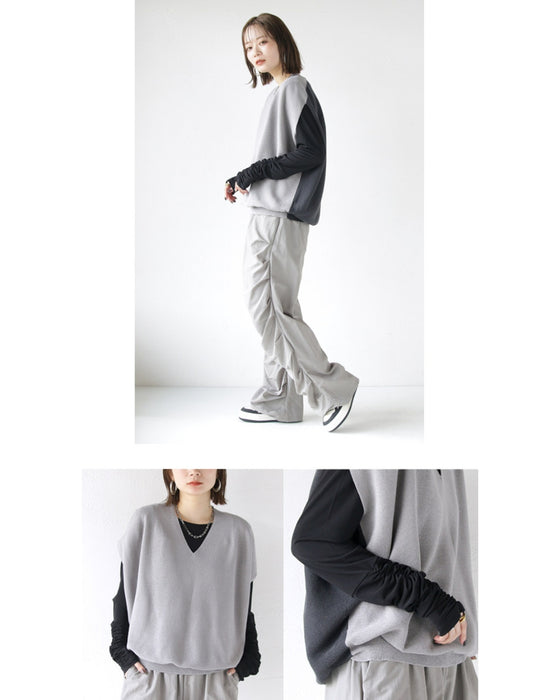 Versatile and versatile! Cuffed sleeve top