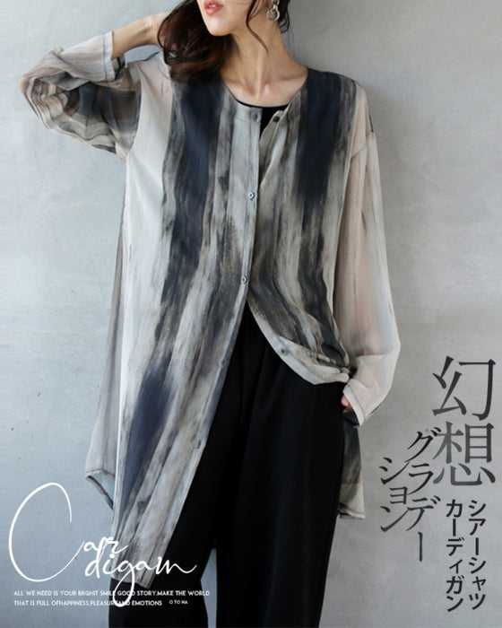 Fantasy Gradient Sheer Shirt Cardigan