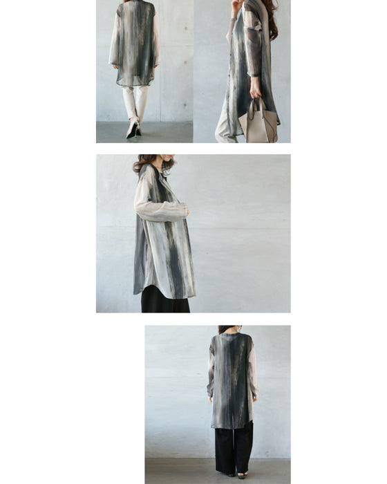 Fantasy Gradient Sheer Shirt Cardigan