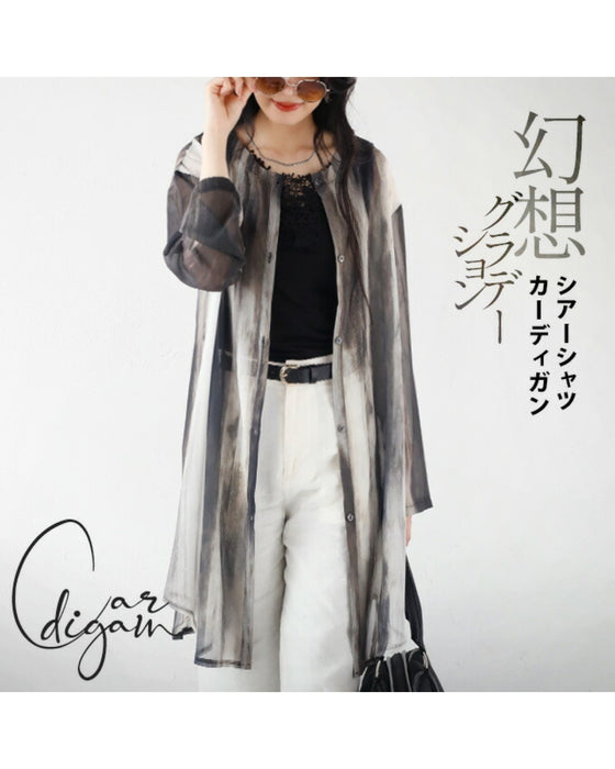 Fantasy Gradient Sheer Shirt Cardigan