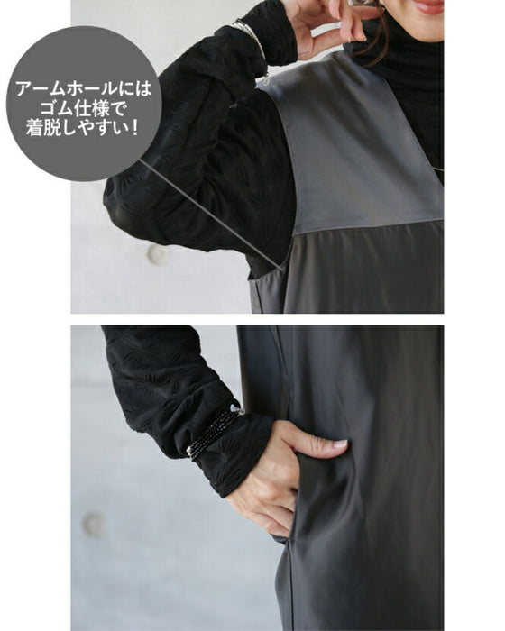 A shiny jumper skirt with a fashionable two-tone design