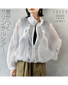 A distinctive crinkle sheer blouson