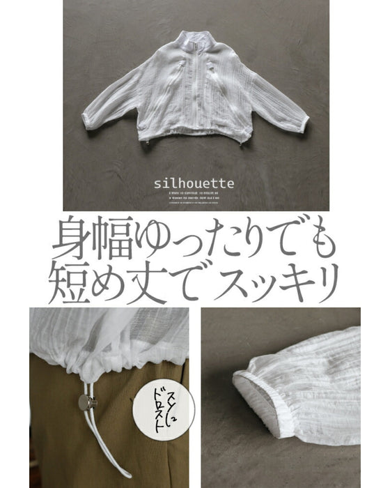 A distinctive crinkle sheer blouson