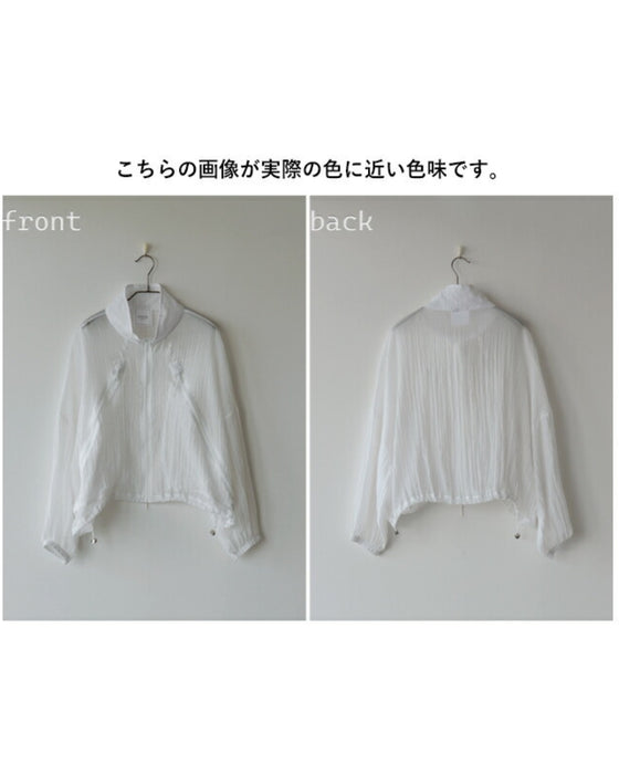A distinctive crinkle sheer blouson