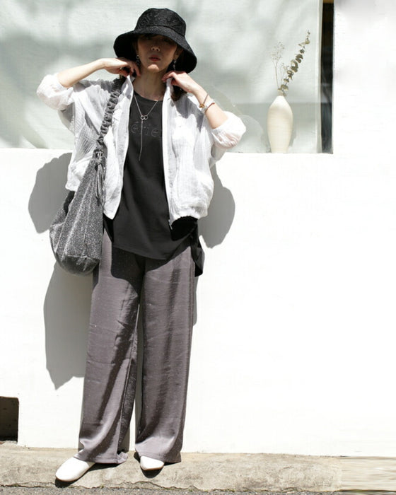 A distinctive crinkle sheer blouson