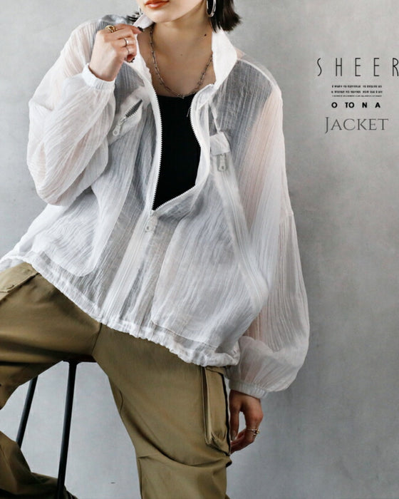 A distinctive crinkle sheer blouson