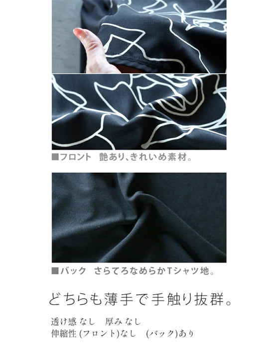 ラインで描くポップなローズ柄トップス