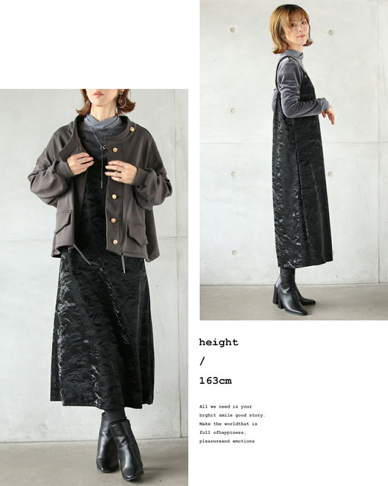 A faux leather jumper skirt with a texture that will charm adults