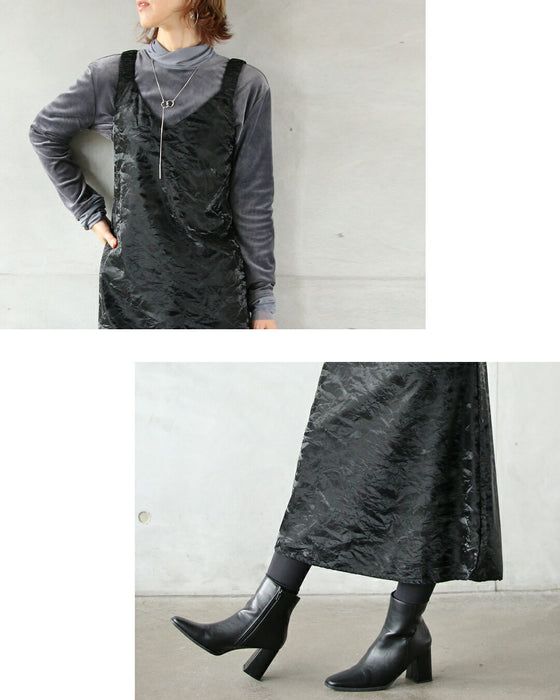 A faux leather jumper skirt with a texture that will charm adults