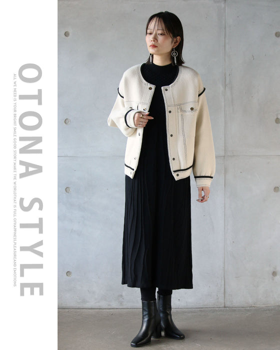 『楽きちん』オシャレなニットブルゾン