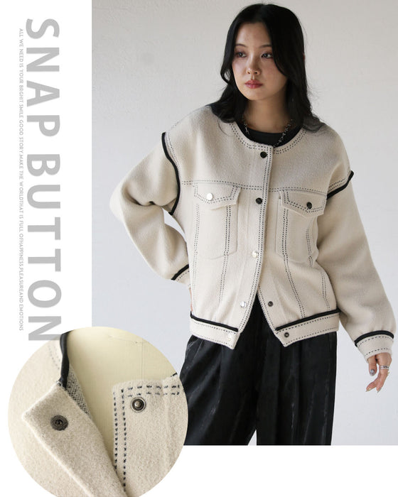 『楽きちん』オシャレなニットブルゾン