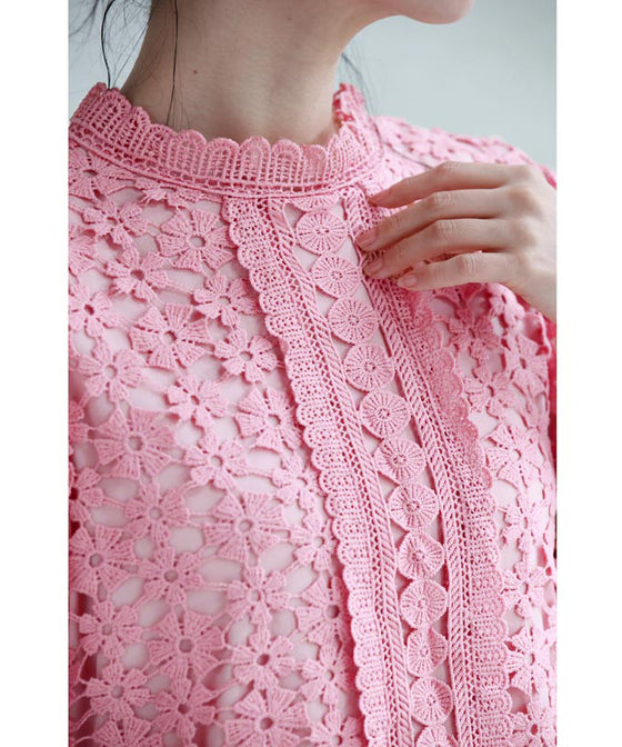 花咲カッティングレースプルオーバートップス