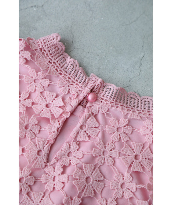 花咲カッティングレースプルオーバートップス