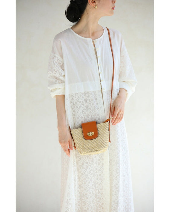 ころんと可愛い麦わら風ショルダーミニバッグ