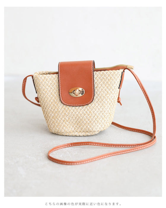 ころんと可愛い麦わら風ショルダーミニバッグ