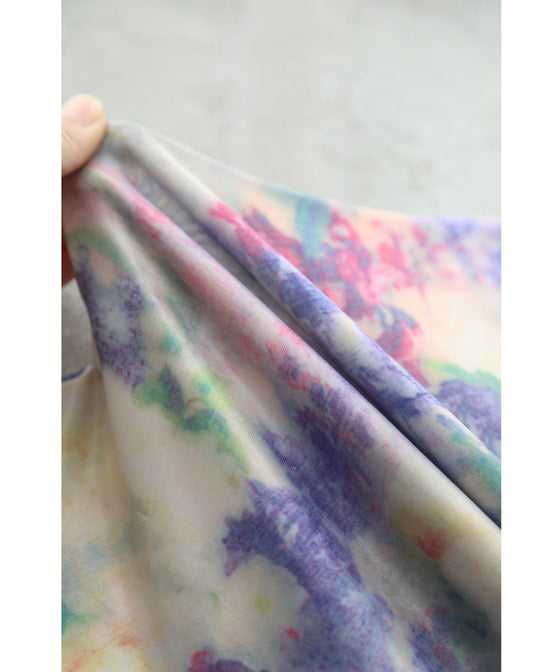 花飾りネックのロマンティックシフォンワンピース(紐ベルト・インナー付き)