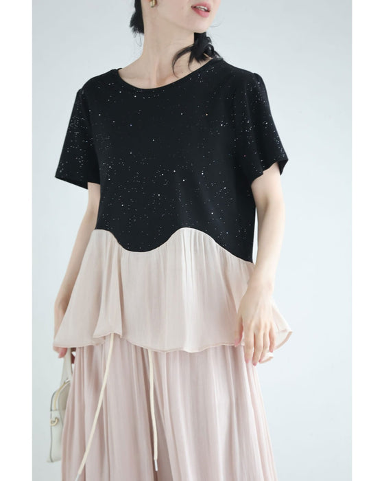 星瞬く夜空Tシャツとふんわりベールパンツ2点セット【set】