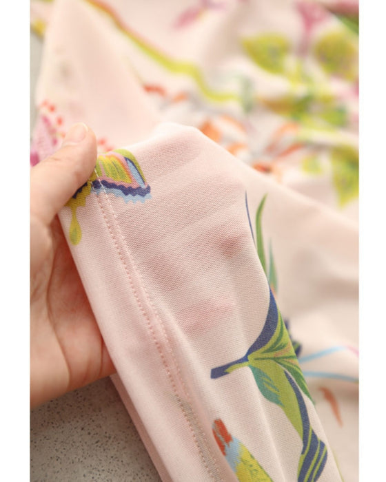 Sheer cut-and-sew top featuring animals and plants living in paradise