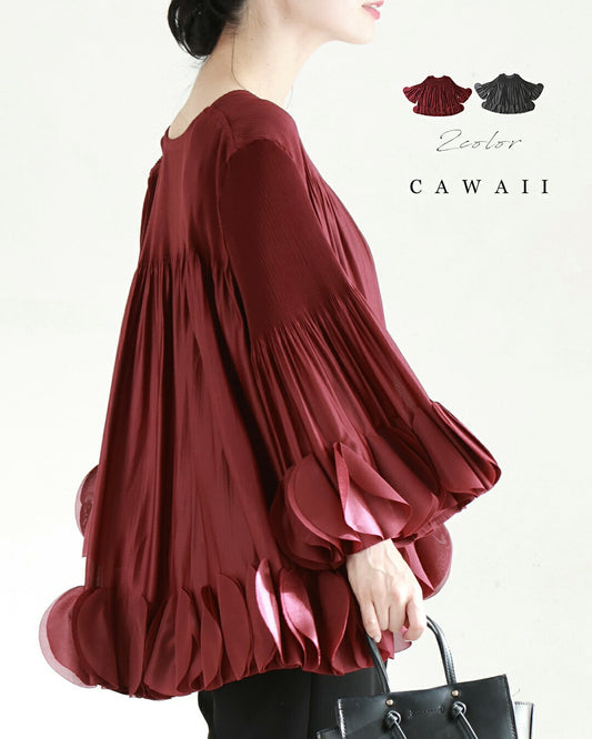 ひらひらサークルフリルのフレアブラウストップス