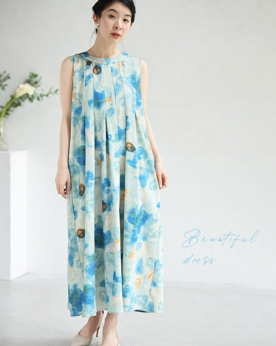 初夏のみずみずしい果物モチーフアートミディアムワンピース