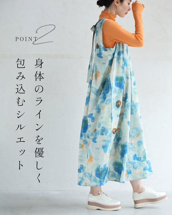 初夏のみずみずしい果物モチーフアートミディアムワンピース